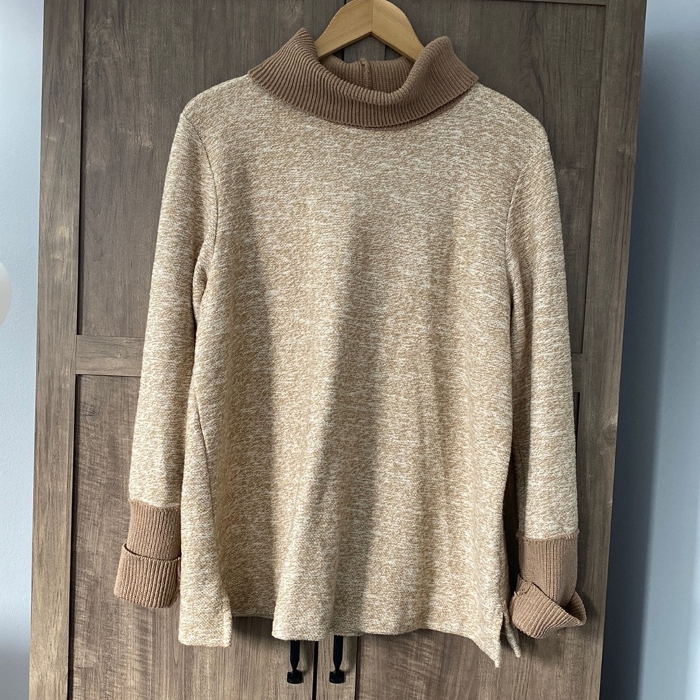 LANDS End Baumwolle Cotton Blend Ribbed Turtleneck Sweater Women’s Size XL